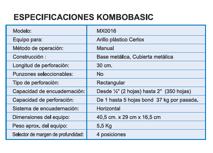 ENGARGOLADORA GB BASIC CERLOX KOMBO BASIC ENCUADERNACION ARO PLASTICO GBC