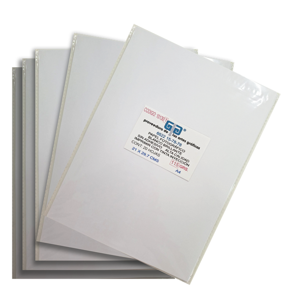 PAPEL FOTOGRAFICO SIN ADHESIVO CARTA COLOR BLANCO 115 GR CON 20 HOJAS
