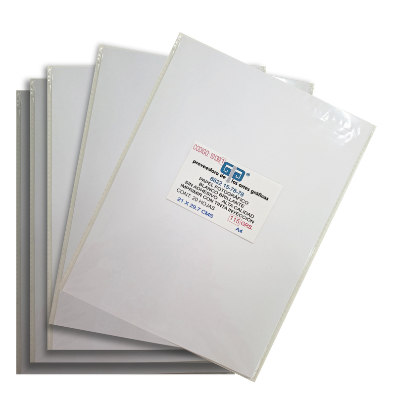 PAPEL FOTOGRAFICO SIN ADHESIVO CARTA COLOR BLANCO 115 GR CON 20 HOJAS