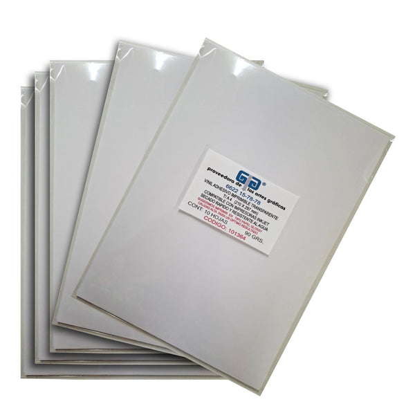 VINIL ADHESIVO IMPRIMIBLE INKJET TRANSPARENTE CRISTAL A 4  10 HOJAS