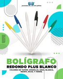 BOLIGRAFO (PLUMA) REDONDO PLUS BLANCO TAPON COLORES VARIOS