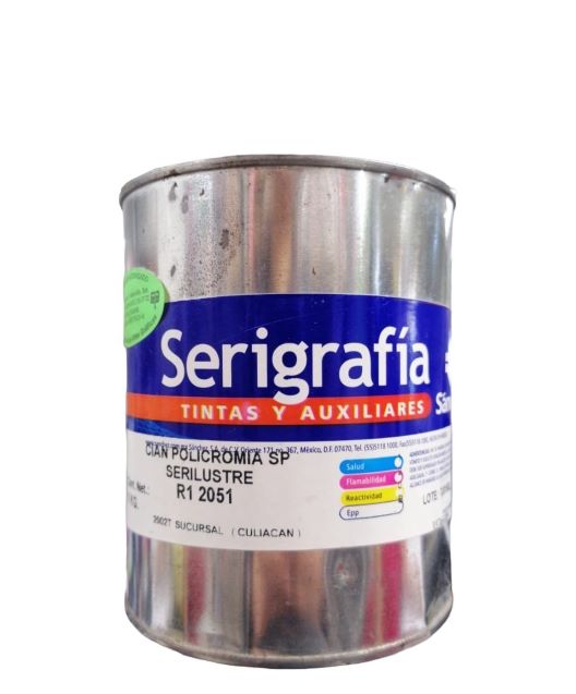 CYAN POLICROMIA SERILUSTRE TINTA 1 KG R1 2051, PARA IMPRIMIR PAPEL, CARTON, MADERA, PLASTICOS, METALES.