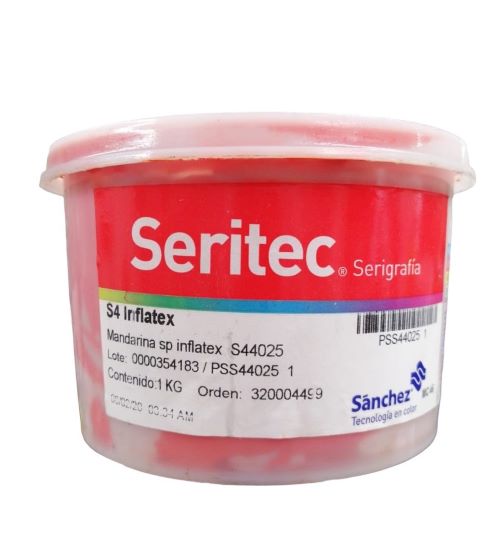 MANDARINA INFLATEX TINTA 1 K S4 4025. PARA TELAS O TEXTILES PARA DAR IMPRESION REALZADA CON ASPECTO INFLADO Y TERMINADO AHULADO.