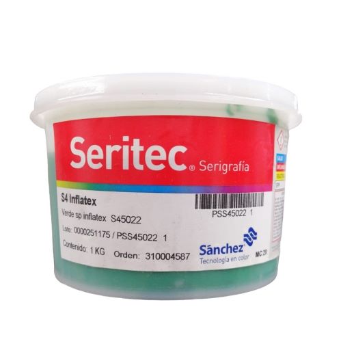 VERDE INFLATEX TINTA 1 K S4 5022. PARA TELAS O TEXTILES PARA DAR IMPRESION REALZADA CON ASPECTO INFLADO Y TERMINADO AHULADO.