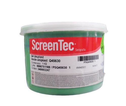 VERDE UNIPLAST VINILO BRILLANTE TINTA 1 KG Q4 5630, PARA PVC, PET, ESTIRENO Y PLASTICOS