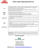 PAPEL PARA SUBLIMACION PESADO PLUS A4 CON 50 HOJAS PARA IMPRESION INKJET
