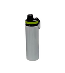 BOTELLA DE ALUMINIO BLANCA 850 ML CON TAPA Y ARO DE COLOR