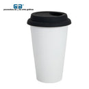 VASO CONICO CERAMICA CON TAPA SILICON NEGRO 17 OZ O 500 ML PARA SUBLIMAR SUBLIMACION ENCOGRAPHICS