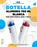 BOTELLA DE ALUMINIO BLANCA CON TAPA ROSCA 750 ML
