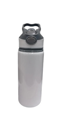 BOTELLA DE ALUMINIO INFANTIL BLANCA CON ARO DE COLOR 600 ML