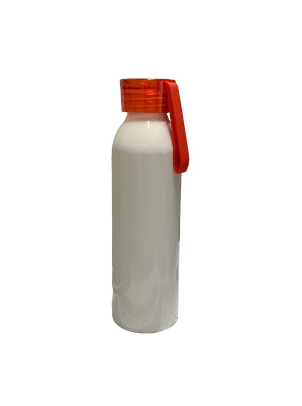 BOTELLA DE ALUMINIO PORTABLE DEPORTIVA BLANCA TAPA ROJA 650 ML