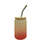 JARRA MASON DE VIDRIO ESMERILADO TRANSPARENTE DEGRADADO CON POPOTE Y TAPA 13 OZ 384 ML