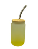 JARRA MASON DE VIDRIO ESMERILADO TRANSPARENTE DEGRADADO CON POPOTE Y TAPA 13 OZ 384 ML