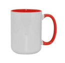 TAZA BLANCA INTERIOR Y ASA ROJA 15 OZ