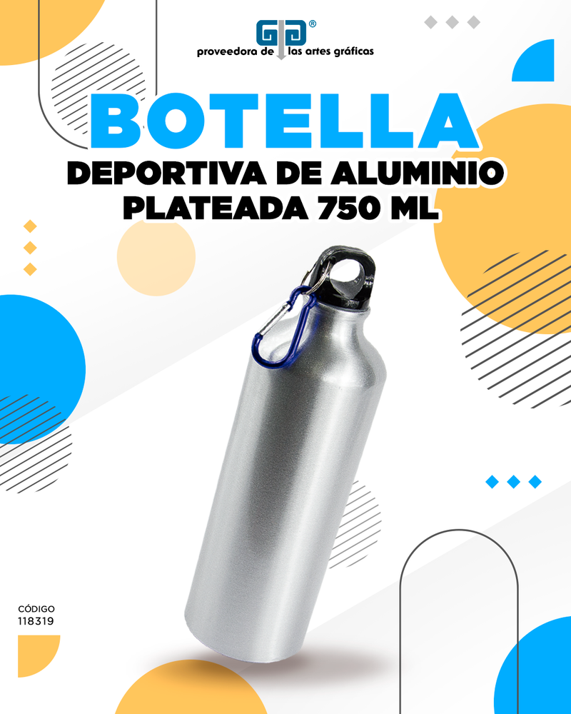 BOTELLA ALUMINIO PLATEADA DEPORTIVA PARA SUBLIMAR 750 ML SUBLIMACION ENCOGRAPHICS