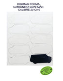 VINIL MAGNETICO CALIBRE 20 CON 10 FIGURAS FORMA DE CAMIONETA PARA IMPRESION INKJET