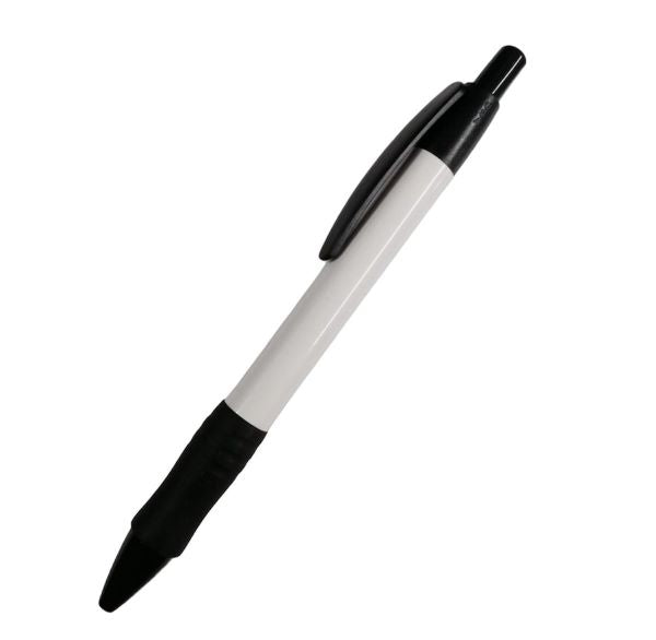 BOLIGRAFO (PLUMA) BRI 2 BLANCO CON GRIP Y CLIP COLORES AZUL, ROJO O NEGRO