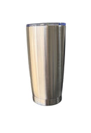 VASO ACERO INOXIDABLE 20 CON TAPA COLOR BLANCO Y PLATA ACERO