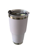 VASO ACERO INOXIDABLE 20 CON TAPA COLOR BLANCO Y PLATA ACERO