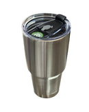 VASO ACERO INOXIDABLE 20 CON TAPA COLOR BLANCO Y PLATA ACERO