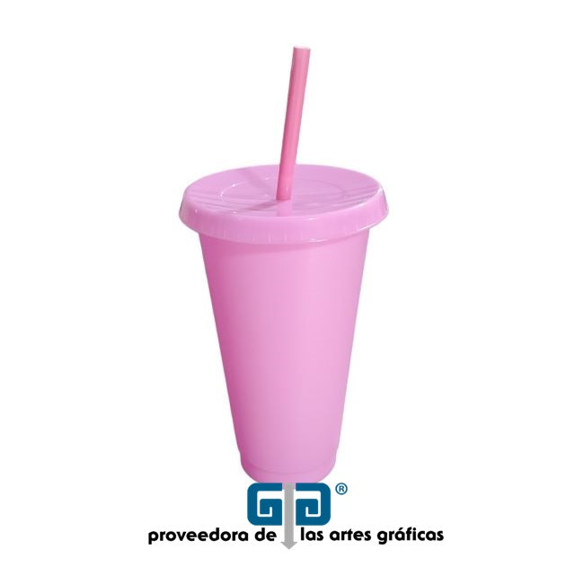 VASO LIBE 24 OZ TAPA PLANA Y POPOTE VARIEDAD EN COLORES