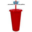 VASO LIBE 24 OZ TAPA PLANA Y POPOTE VARIEDAD EN COLORES 710 ML