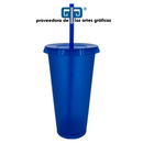 VASO LIBE 24 OZ TAPA PLANA Y POPOTE VARIEDAD EN COLORES 710 ML