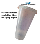 VASO LIBE 24 OZ TAPA PLANA Y POPOTE VARIEDAD EN COLORES 710 ML
