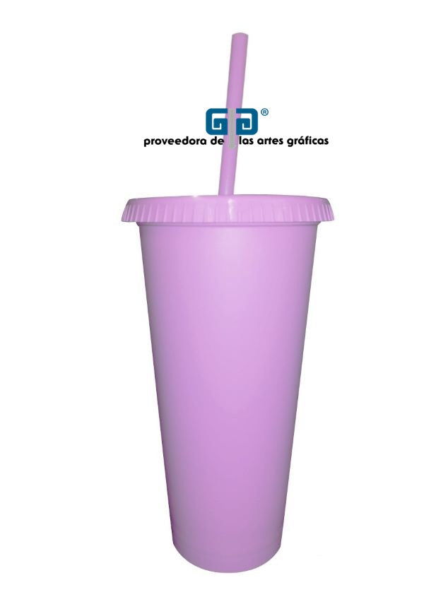 VASO LIBE 24 OZ TAPA PLANA Y POPOTE VARIEDAD EN COLORES