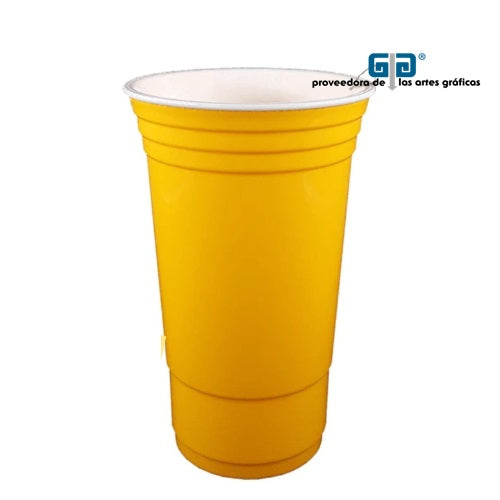 VASO 16 OZ DOBLE PARED AMARILLO FLUORESCENTE SIN TAPA