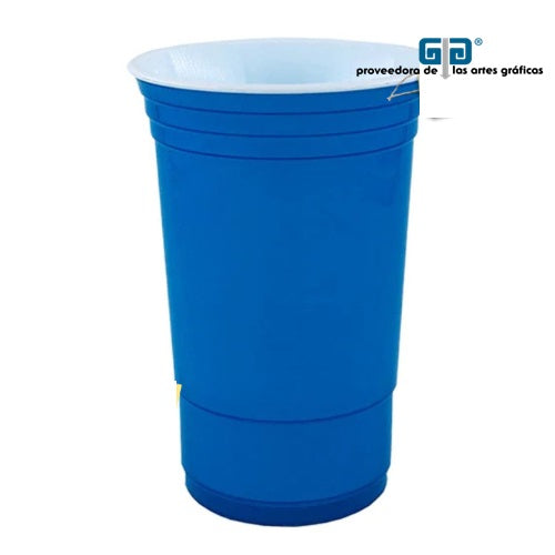 VASO 16 OZ DOBLE PARED AZUL FLUORESCENTE SIN TAPA