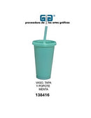 VASO PIXY 16 OZ TAPA Y POPOTE VARIEDAD EN COLORES  473 ml
