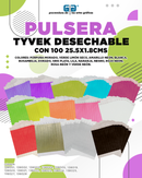 PULSERA PAPEL TYVEK DESECHABLE VARIEDAD EN COLORES C/100 25.5x1.8cm