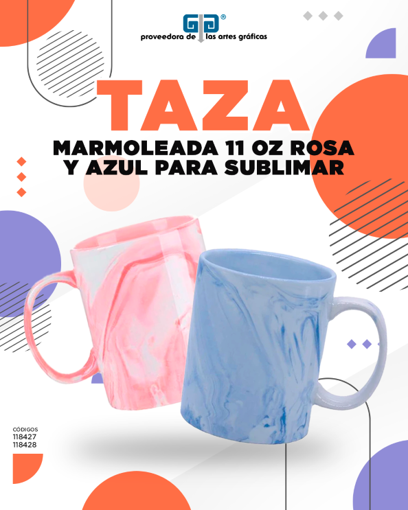 TAZA MARMOLEADA ROSA 11 OZ PARA SUBLIMAR