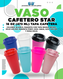 VASO CAFETERO STAR CON TAPA CAFETERA VASO de 16 OZ o 473 ML  VARIOS COLORES