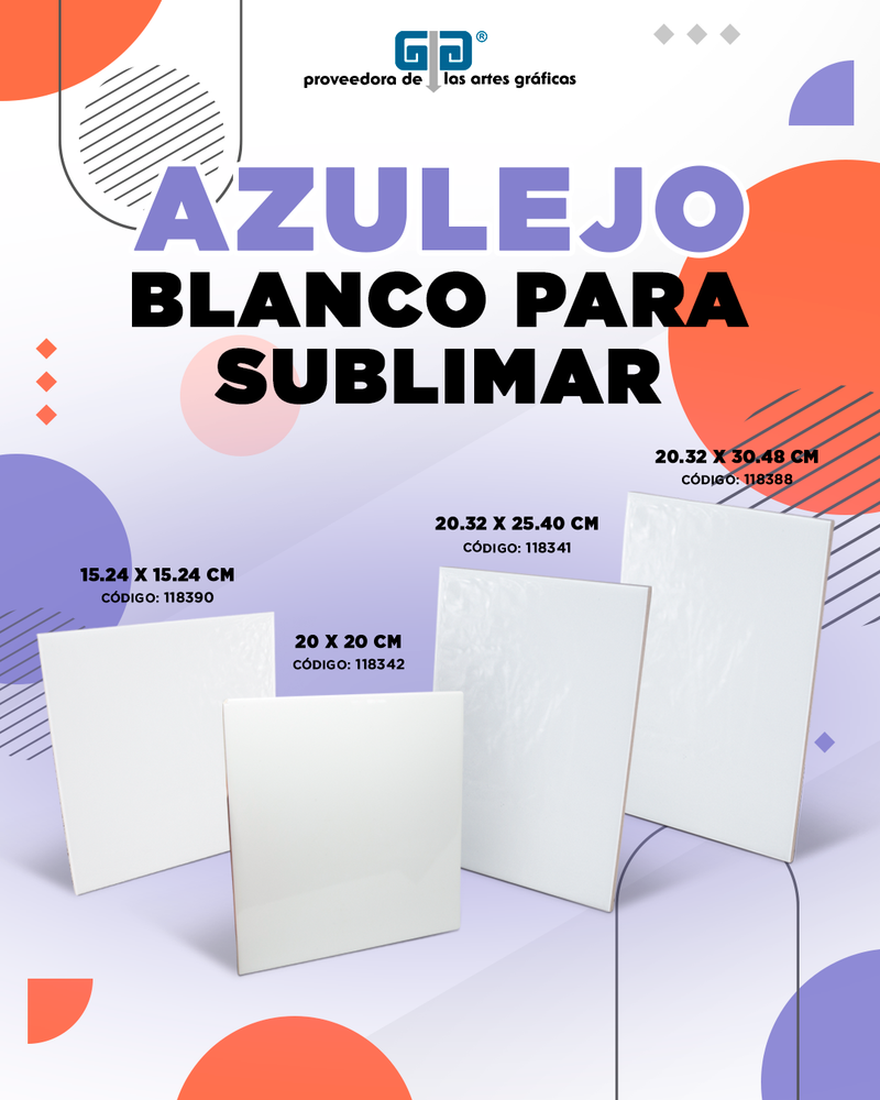 AZULEJO BLANCO PARA SUBLIMAR 20.32 x 25.40 CM SUBLIMACION ENCOGRAPHICS