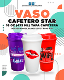 VASO CAFETERO STAR CON IMAGENES IMPRESAS Y TAPA CAFETERA VASO de 16 OZ 473 ML COLORES