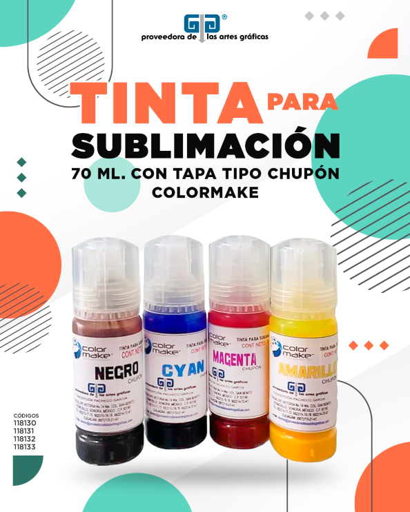 TINTA PARA SUBLIMACION AMARILLO 70 ML COLORMAKE CON TAPA TIPO CHUPON