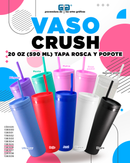 VASO CRUSH 20 OZ CON TAPA ROSCA Y POPOTE  VARIEDAD EN COLORES 590 ML