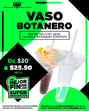 VASO BOTANERO CON CHAROLA Y POPOTE DE 800 ML $25.50
