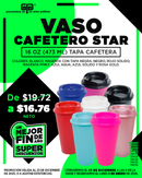 VASO CAFETERO STAR 16 OZ CON TAPA TIPO CAFETERA $ 16.76