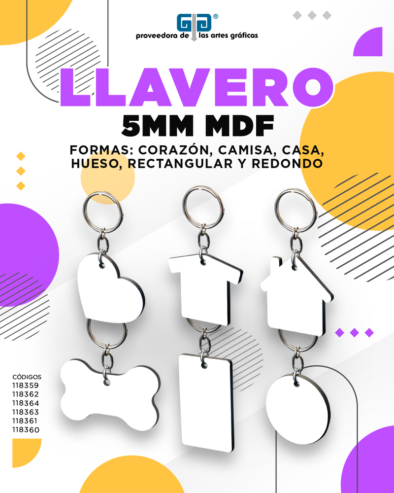 LLAVERO RECTANGULAR 5MM MDF PARA SUBLIMAR BLANCO SUBLIMACION ENCOGRAPHICS