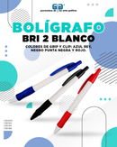BOLIGRAFO (PLUMA) BRI 2 BLANCO CON GRIP Y CLIP COLORES AZUL, ROJO O NEGRO