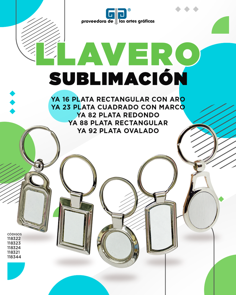 LLAVERO YA 88 PLATA RECTANGULAR PARA SUBLIMAR METALICO SUBLIMACION ENCOGRAPHICS