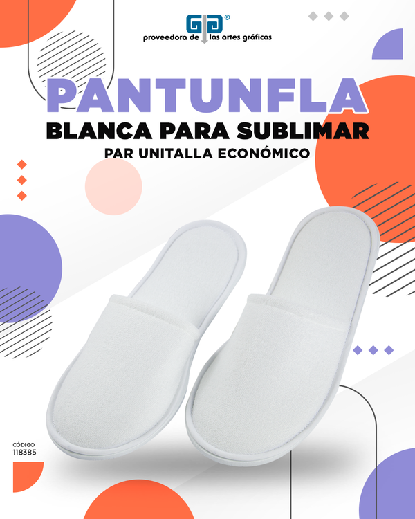 PANTUNFLA BLANCA PAR EN  UNITALLA ECONOMICO PARA SUBLIMAR Y SERIGRAFIA SUBLIMACION YTISPA