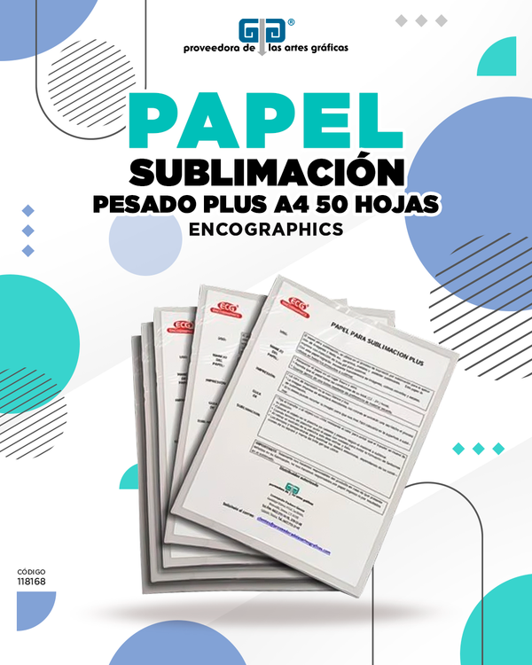 PAPEL PARA SUBLIMACION PESADO PLUS A4 CON 50 HOJAS PARA IMPRESION INKJET