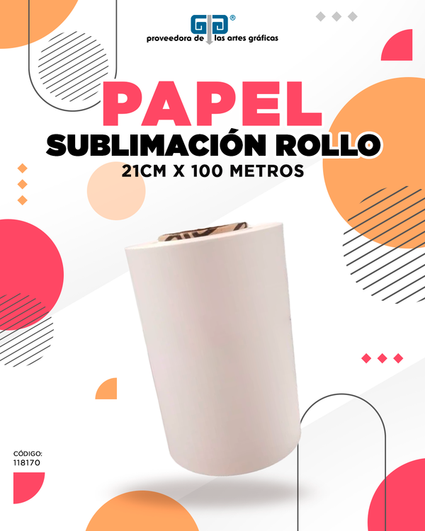 ROLLO DE PAPEL PARA SUBLIMAR 21CMS X 100 METROS PARA INKJET