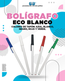 BOLIGRAFO (PLUMA) ECO BLANCO CON TAPON NEGRO