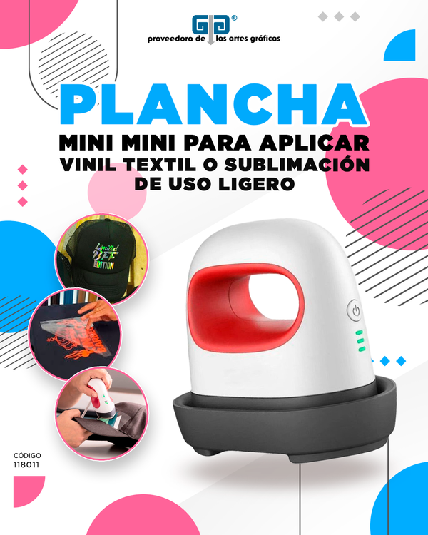 PLANCHA MINI MINI PARA APLICAR VINIL Y SUBLIMAR USO LIGERO