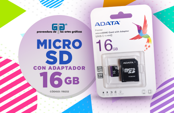MEMORIA MICRO SD CON ADAPTADOR 16 GB ADATA